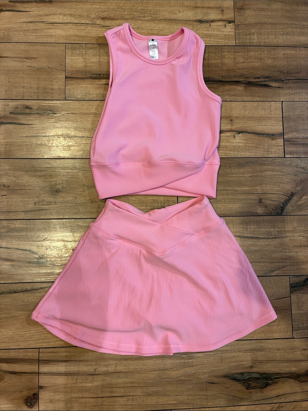Yogalicious Pink Ribbed Circle Skater Skirt